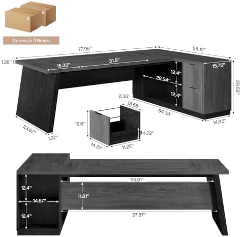 Tribesigns 78" L Shaped Executive Desk with Storage, Home Office - Image 2