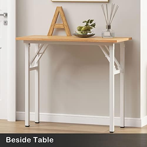 Need Small Computer Desk 31.5 in Folding Home Office Table Teak - Image 2