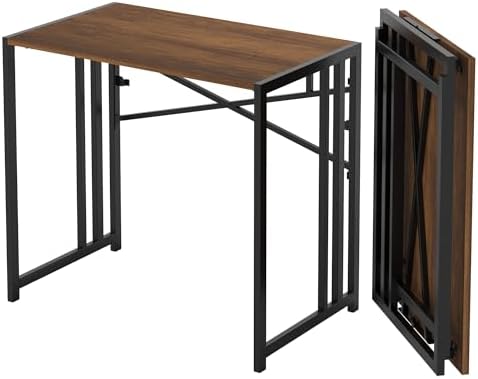 Lutown-Teen 35 inch Folding Small Desk, Mahogany by Lutown-TeenHome