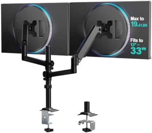 WALI Tall Dual Monitor Desk Mount for 13-33 inch Screens, 19.8 lbs per Arm by WALI
