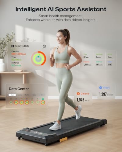 UREVO Smart Walking Pad, Standing Desk Treadmill with Double Shock Absorption, Quiet Operation, Workout APP with Track Insights and MIIT Mode, Plug and Play, Remote or APP Control for Home Office - Image 3