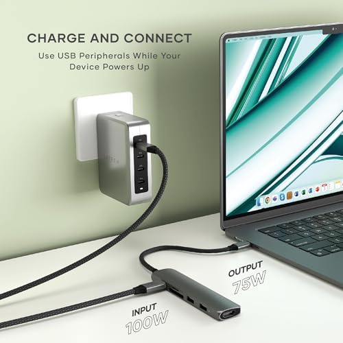 Satechi 6-in-1 USB-C Hub, 4K/60Hz HDMI, 100W PD Charging, Space Gray - Image 3