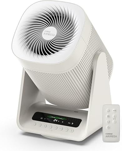 COWAY Air Purifier for Home Bedroom, 2-in-1 with Fan, Particulate Filter for Smoke, Allergies, Dander, Odor, Air Quality Monitor, Auto Mode, Remote Control, Timer, 3-Year Warranty, Aim, Marshmallow by Unknown