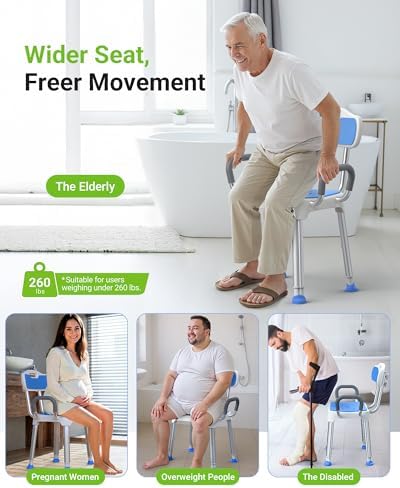 FULLOT Wide Shower Chair for Inside Shower, Stable Bracing Design, 400 lbs - Image 4
