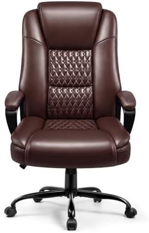 OFIKA Leather Office Desk Chair,Ergonomic Office Chair with Lumbar Support,Computer Chair,Executive Leather Chair with Padded Flip-up Arm,Adjustable Armrests, Black,275LBS by OFIKA