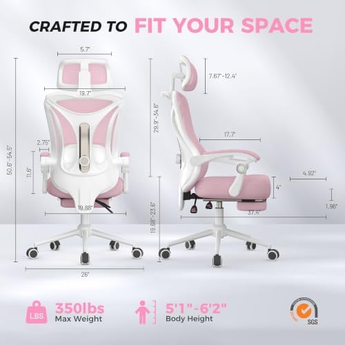 CYKOV Ergonomic Office Chair with Footrest, Reclining Mesh Back, 350 Lbs - Image 2