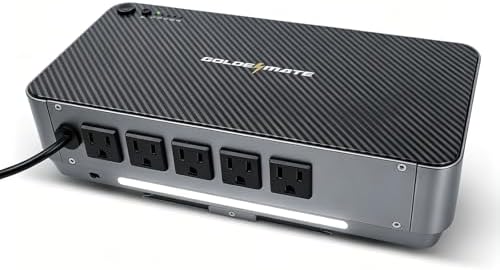 GOLDENMATE 600VA/360W Lithium UPS Battery Backup & Surge Protector, Gray by GOLDENMATE