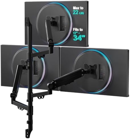 WALI Triple Monitor Wall Mount for 17-34 inch Screens, 22lbs per Arm, Black by WALI