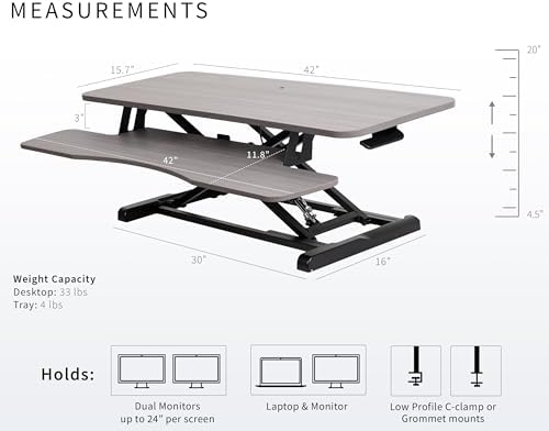 VIVO Dark Gray 42 inch Standing Desk Converter, DESK-V042KG - Image 3