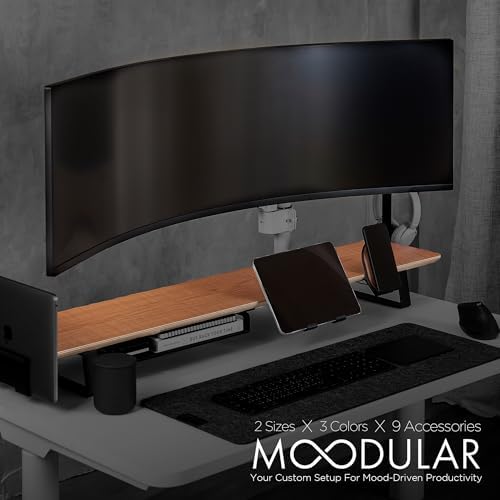 ULTRARM Moodular Wooden Monitor Stand Desk Organizer, Large 45.6" Oak - Image 2