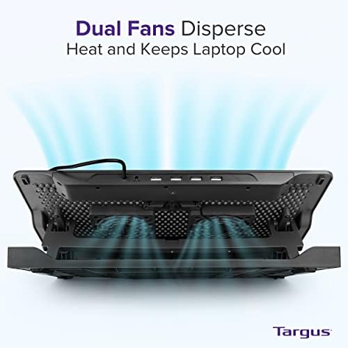 Targus Laptop Cooling Pad for Laptops up to 17-inches, Dual High-Speed Fans Chill Mat + 4-Port USB Hub Laptop Fan Cooling Pad for Work, USB Stand Cooling Pad for Gaming Laptop Cooling Fan (AWE81US) - Image 3