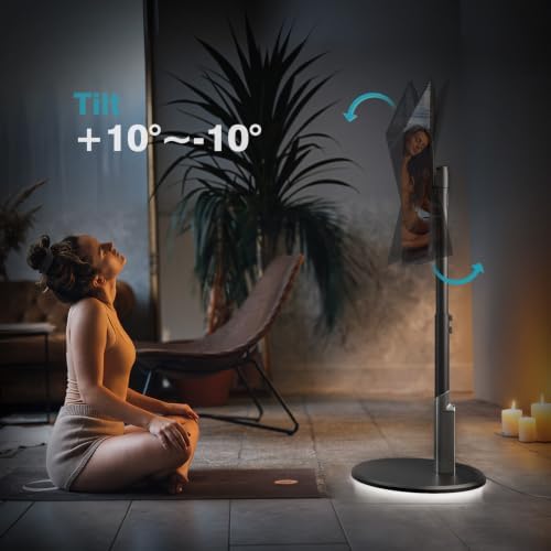 Floor Mobile TV Stand with Power Outlet, Rolling TV Cart for 27-70 Inch OLED LED Monitors, 6 Levels of Height Adjustment, Ambient Lighting on The Bottom Wheels Holds up to 88lbs, 400x400mm - Image 3