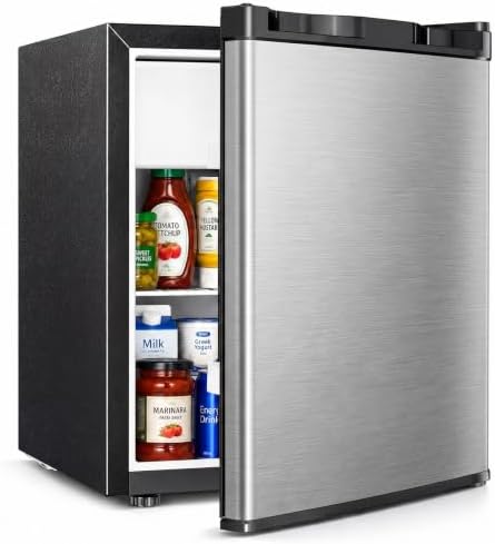 Antarctic Star Compact Refrigerator Mini Fridge with Single Reversible Door,Wire Shelf,Defrost Button, for Bedroom/Office/Dorm,1.3 Cu. Ft,Steel by AntarcticStar