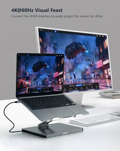USB C Hub Stand for MacBook Pro, 10 in 1 Adapter for MacBook Air Docking Station with 4K 60Hz HDMI, RJ45 Gigabit Ethernet, SD/TF Card Reader, 4 USB 3.0 for iPad/Dell HP/Surface/Lenovo Laptop Dock - Image 4