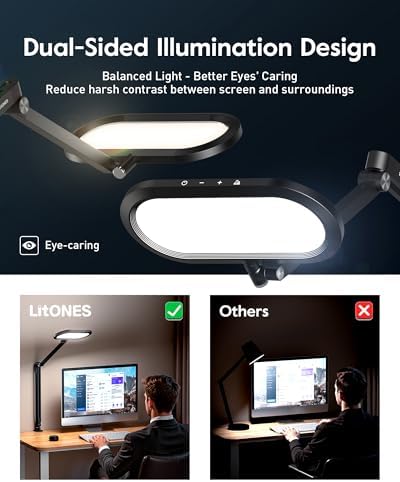 LitONES Dual-Side LED Desk Lamp with Clamp, Soft Light with Stepless Remote - Image 2