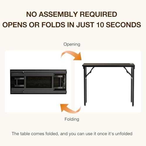 TEMI Small Computer Desk Folding Table - No Assembly, Compact 35.8" Foldable Desk with Power Outlets & USB Charging Port, Portable Small Office Desk, Ideal Mini Study Table, Dark Oak - Image 4
