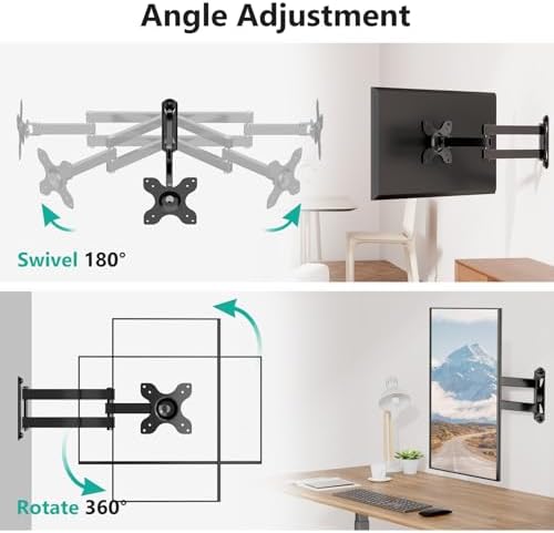WALI TV Wall Mount Full Motion for 13-32 inch Monitor (1330LM), Black - Image 6