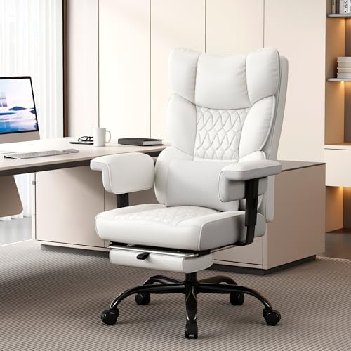 Misolant Big and Tall Office Chair with Footrest, High Back Executive Desk Chair with Adjustable Lift Armrest, 155°Recline，Lumbar Support Pillow, Faux Leather Gaming Chairs for Home or Office - Image 2