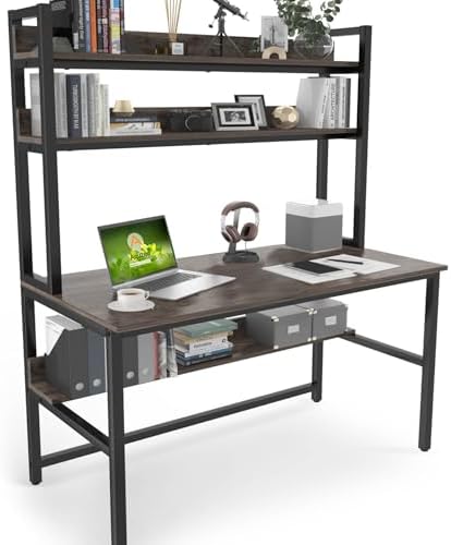Aquzee Desk with Hutch, Computer Desk with Shelves, 47 Inch by Aquzee