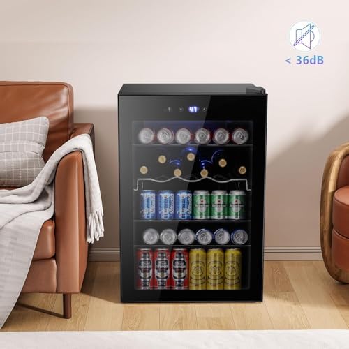 COWSAR Beverage Refrigerator 145 Can Wine Cooler Freestanding Mini Fridge Small with Digital Temperature Control, Glass Door, and Child Lock, Quiet Drink Refrigerator for Home, Bar– 4.5 Cu. Ft. - Image 5