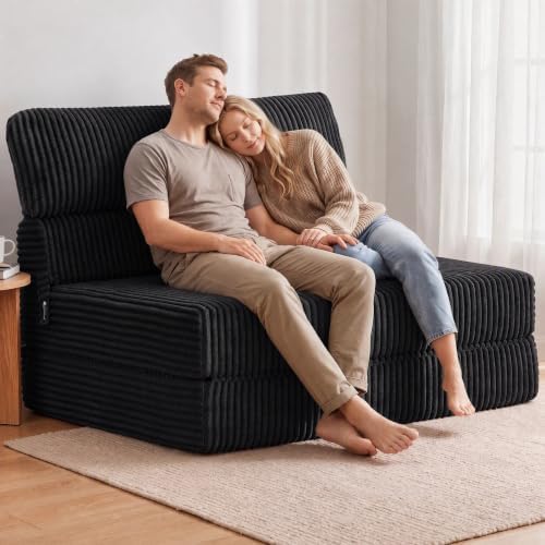 Folding Sofa Bed Convertible 4 in 1 Sleeper Chair Black Full XL - Image 5