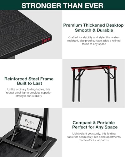 Frylr Small Folding Computer Desk – Portable 35.8 Inch Foldable Laptop Table, Collapsible and Compact for Easy Storage and Fast Setup, Lightweight for Small Spaces, Craft and Study Use, Dark Oak - Image 5