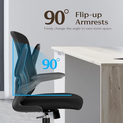 FelixKing Office Desk Chairs, Ergonomic PC Desk Chair with Wheels, Adjustable Lumbar Support and Height, Swivel Computer Chair with Flip-up Armrests, Ergo Mesh Backrest for Working (Black, Pack of 4) - Image 6
