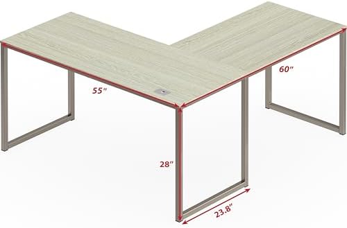SHW Mission 55 x 60 L-Shape Home Office Computer Desk, Maple - Image 3