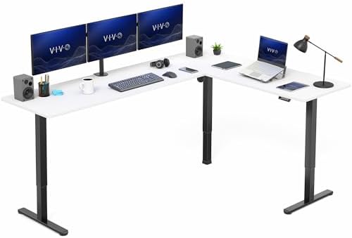 VIVO White 84 x 63 in Corner Standing Desk,DESK-E3CTBW-84 by VIVO
