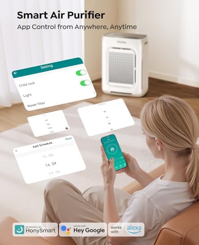 Air Purifier for Home Bedroom Large Room up to 3000Ft², HEPA Air Purifier with Washable Double-Sided Filters, Smart WiFi, AQI Display, Air Cleaner for Pets, Dust, Pollen, 15dB Sleep Mode, Fragrance - Image 5