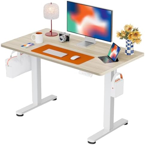 ErGear Height Adjustable Electric Standing Desk, 44 x 24 Inches Sit Stand up Desk, Memory Computer Home Office Desk, Natural by ErGear