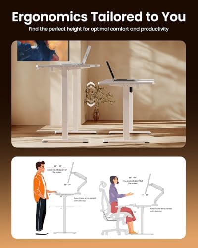 ErGear Height Adjustable Electric Standing Desk, 63 x 28 Inches Sit Stand up Desk, Memory Computer Home Office Desk, White - Image 6