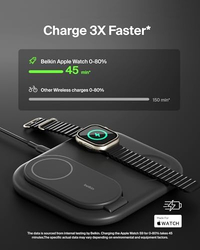 Belkin Qi2 Magnetic Wireless Charging Station, 3 in 1 Foldable Charger - Image 3