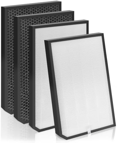 AD 5500/5000 Replacement Air Filters Compatible With AirDoctor 5500, 5000, 5500i, 5000H Air Puri-Fier, 2 Premium Air Filters + 2 Activated Carbon Filters, Compare to ADF5006, ADF5005, ADF5001 by CHYODI