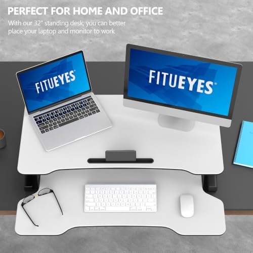FITUEYES Height Adjustable Standing Desk 32” Wide Sit to Stand Converter - Image 5