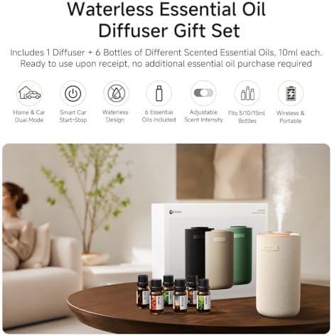 Small Waterless Essential Oil Aromatherapy Diffuser Set for Car & Home - Image 2