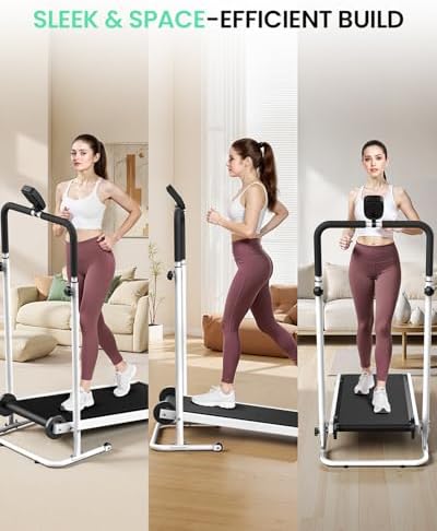 AKLUER Dual Flywheel Manual Treadmill - Foldable Non-Electric for Home/Gym - Image 2