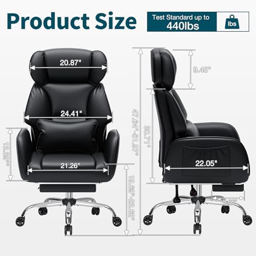 HOFFREE Criss Cross Office Chair with Flip-Up Arms,PU Leather,Black - Image 2