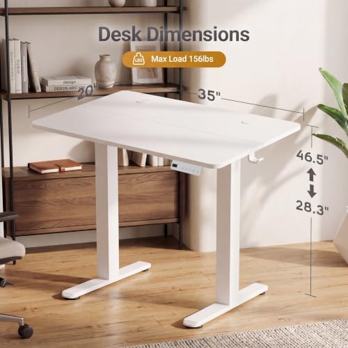 Claiks 35 x 20 Inch White Electric Standing Desk - Image 3