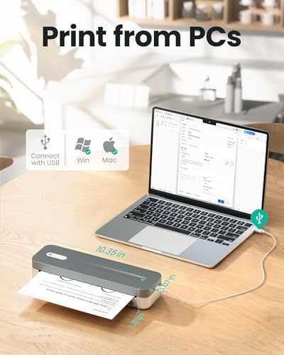 P1 Pro Portable Inkless Printer, 300 DPI Wireless Thermal Printing for iPhone Android Laptop PC, Print US Letter Documents Receipts Anywhere, for Travel Remote Work Home Office School, Grey - Image 6