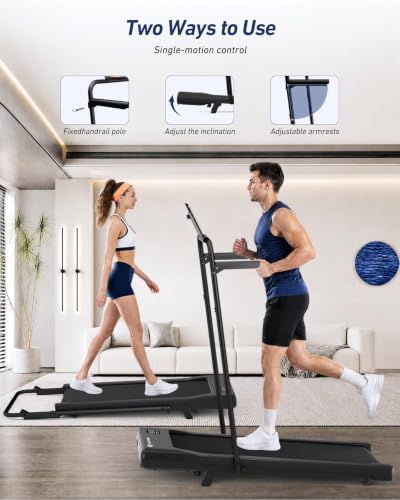 DeerRun Walking Pad Treadmill with Incline & Handle Bar - Image 4