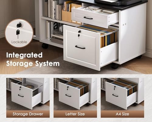 OffiGo 55" L Shaped Electric Standing Desk with Cabinet Sets, Black/White - Image 4