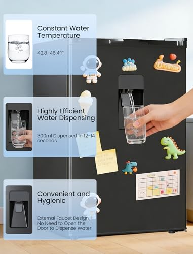 COWSAR 4.4 Cu.Ft Mini Dorm Fridge with Freezer & Water Dispenser, Black - Image 3
