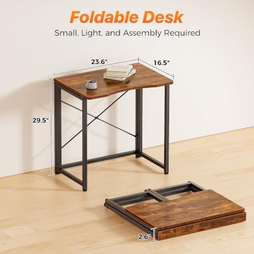 Huuger Folding Desk for Small Spaces, 23.6 Inch Foldable Computer Table - Image 2