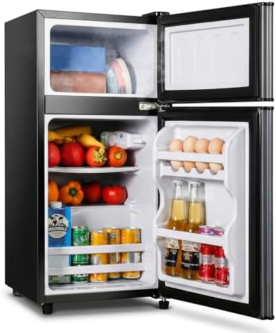 2.9 Cu.Ft Mini Fridge with Freezer, Compact Double Door Refrigerator by CucinaMagica