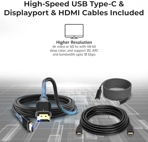 HP Docking Station for Laptop Dual Monitor and Charging Bundle - USB-C G5 Dock 5YH27AV#ABA with 120W Adapter + HDMI Cable + DisplayPort Cable + USB-C Cable + Microfiber Cloth (Renewed) - Image 5