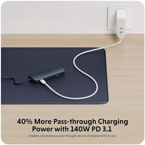 HyperDrive Next 8 Port USB C Hub for Mac, PC, and Chromebook with 4K60Hz HDMI, 2 USB-A, 10Gbps 140W Power Delivery, SD & microSD Card Reader, Ethernet Ports - Image 6