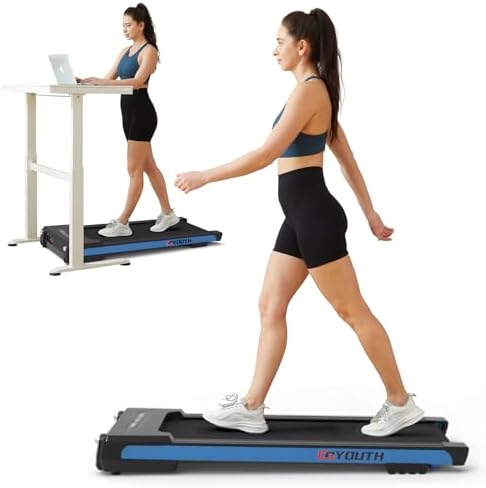 GOYOUTH Walking Pad Treadmill, Under Desk Treadmill for Home Office, Wide Belt Compact Treadmills 300 lbs Capacity, 2.25HP Shock-Absorbing Walking Jogging Running Machine Remote Included by GOYOUTH