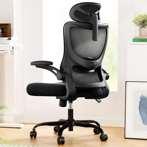 Marsail Ergonomic Office Chair: Office Desk Chair with High Back Mesh and Adjustable Lumbar Support Rolling Work Swivel Task Chairs with Wheel 3D Armrests and Headrest by Marsail