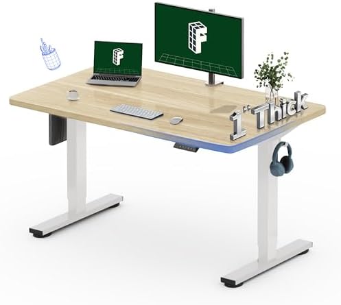 FLEXISPOT 48"x30" Electric Standing Desk, White Wood Grain by Unknown